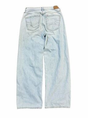 American Eagle 90s Wide Leg Light Wash Baggy Jeans Size 6 27 Waist